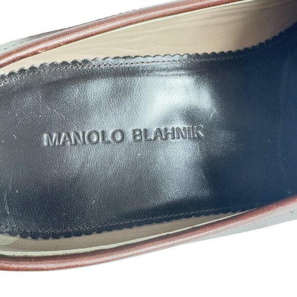 MANOLO BLAHNIK Brown Leather Men\'s Penny Loafers Made in Italy 8.5UK - 9.5US main image 5